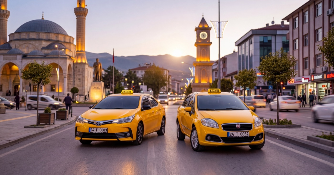 Erzincan merkezde taksi araçları ve kent manzarası